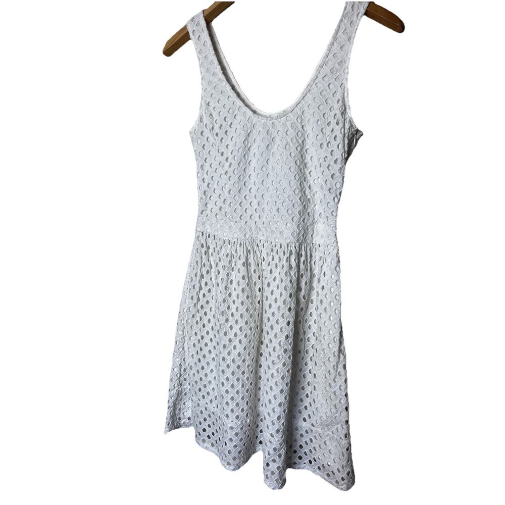 Joie Natrina White Eyelet Cotton Dress Sleeveless A-Line Scoop Neck Pockets XS - Picture 3 of 7
